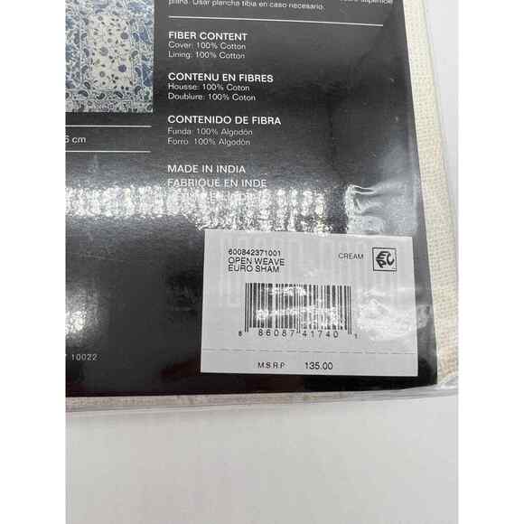 Lauren Ralph Lauren Callen EURO SHAM Cream 26" x 26" Open Weave $135 NWT., - Picture 6 of 12